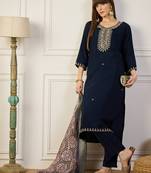 Blue women kurta pant dupatta set