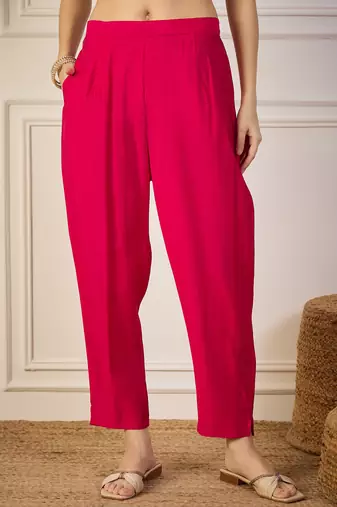 Pink women kurta pant dupatta set