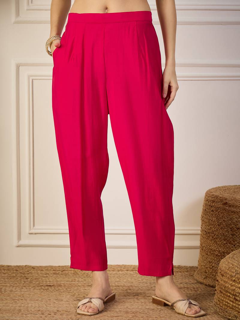 Pink women kurta pant dupatta set