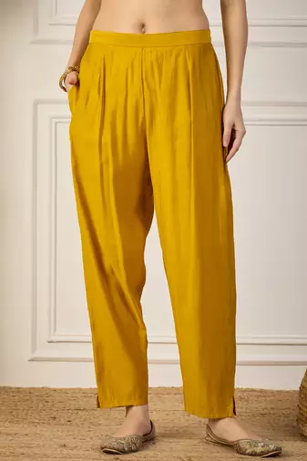 Yellow women kurta pant dupatta set