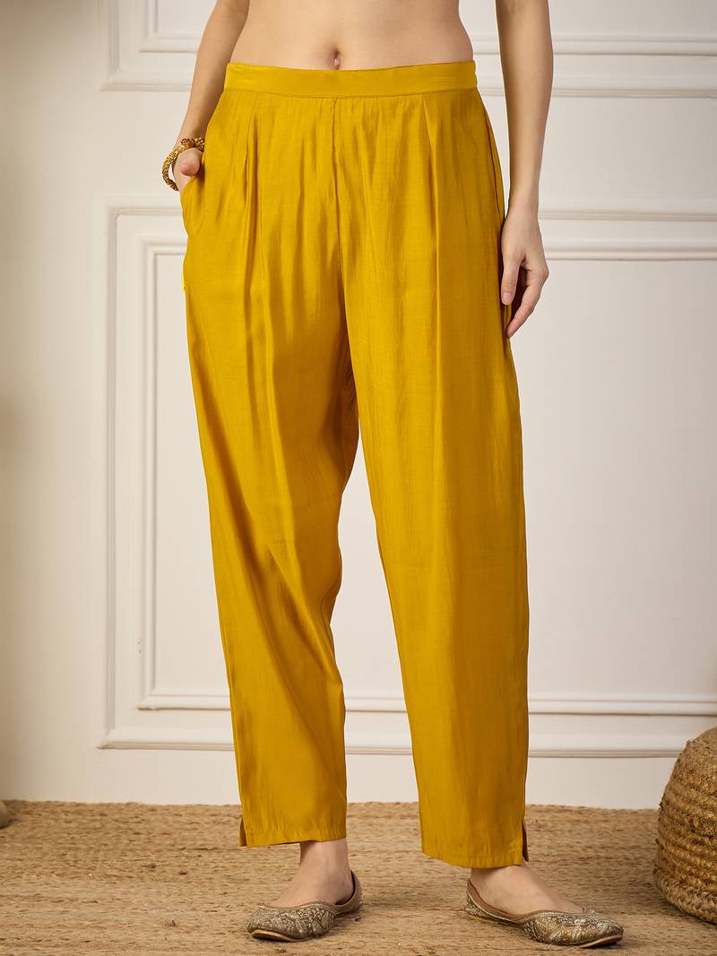 Yellow women kurta pant dupatta set