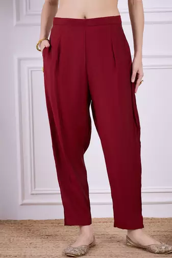 Maroon women kurta pant dupatta set
