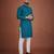Teal chikankari rayon straight kurta for men