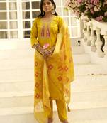 Yellow women kurta pant dupatta set