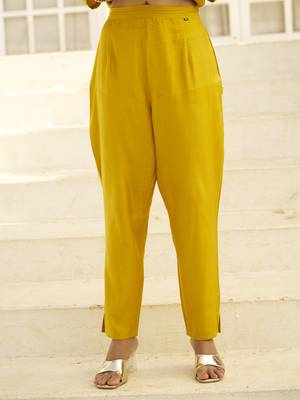 Yellow women kurta pant dupatta set 4