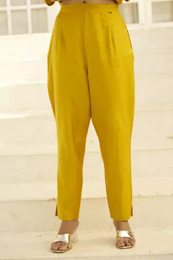 Yellow women kurta pant dupatta set
