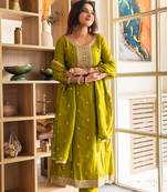 Yellow women kurta pant dupatta set