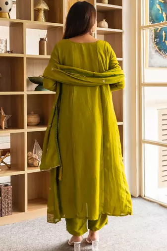 Yellow women kurta pant dupatta set