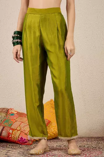Green women kurta pant dupatta set