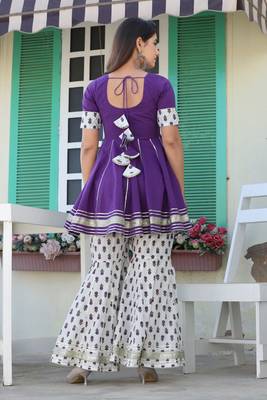 Anmol gota purple cottonsharara set 3