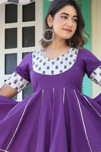 Anmol gota purple cottonsharara set