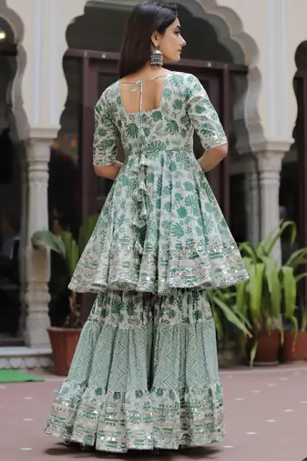 Spider green sharara set