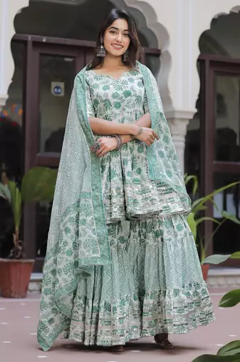 Spider green sharara set