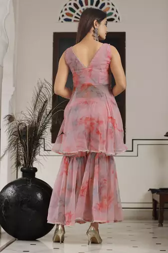 Misty pink sharara set