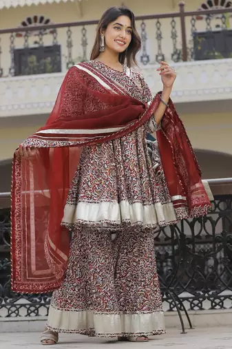 Multi colour sharara set