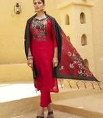 Red women kurta pant dupatta set