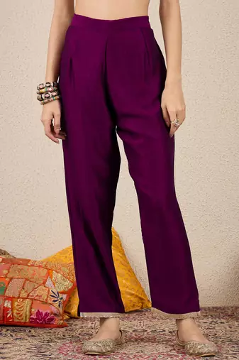 Purple women kurta pant dupatta set