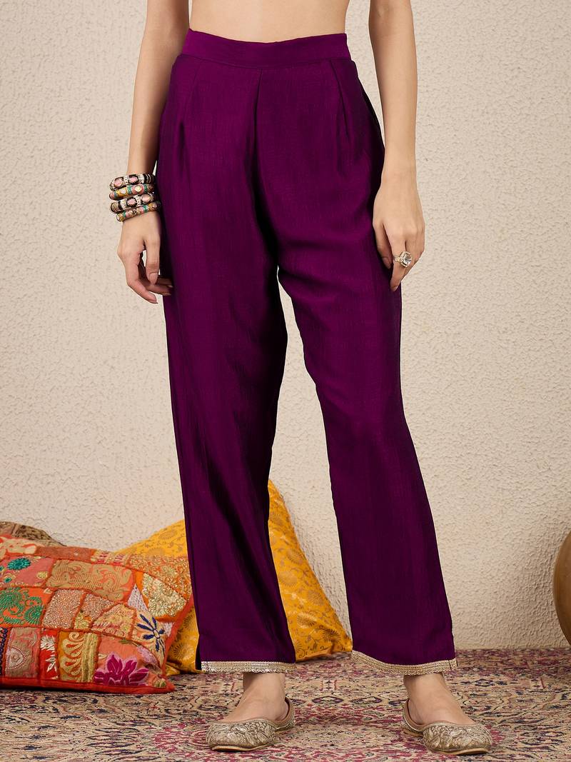 Purple women kurta pant dupatta set