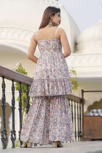 Fresh pink lotus sharara set