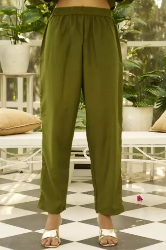 Green women kurta pant dupatta set