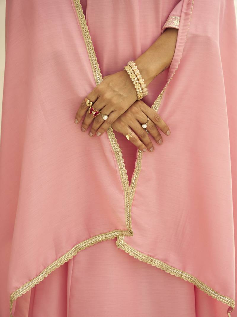 Pink women kurta pant dupatta set