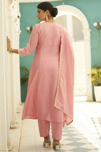 Pink women kurta pant dupatta set