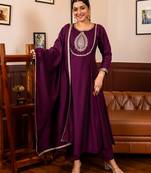 Purple women kurta pant dupatta set