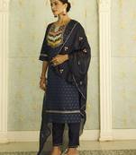 Blue women kurta pant dupatta set