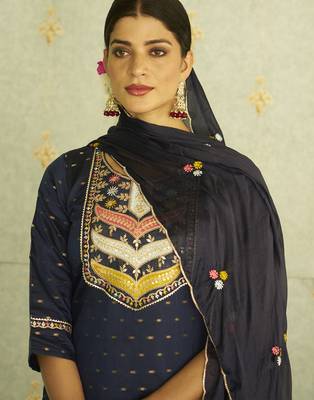 Blue women kurta pant dupatta set 3