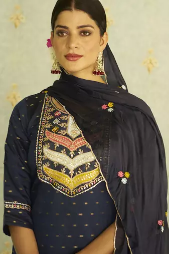Blue women kurta pant dupatta set