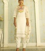 White women kurta pant dupatta set