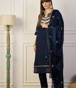 Blue women kurta pant dupatta set