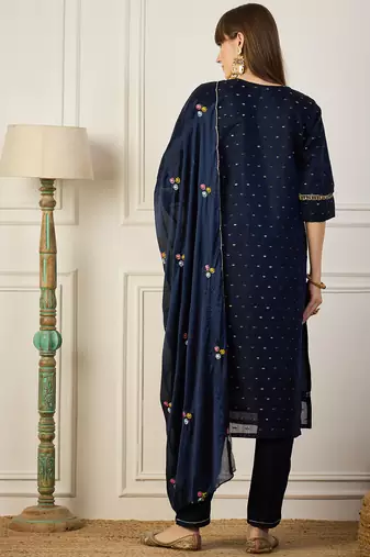 Blue women kurta pant dupatta set