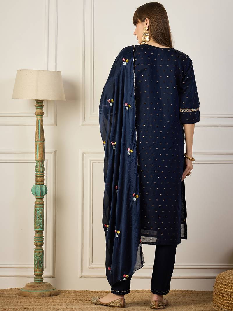 Blue women kurta pant dupatta set