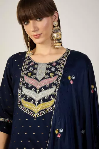 Blue women kurta pant dupatta set