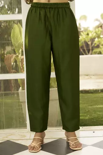 Green women kurta pant dupatta set
