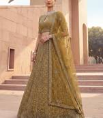 Alluring Green Embroidered Net Engagement Wear Lehenga Choli