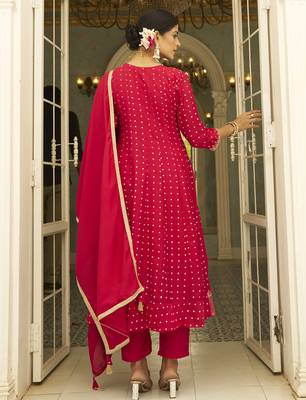 Pink women kurta pant dupatta set 2