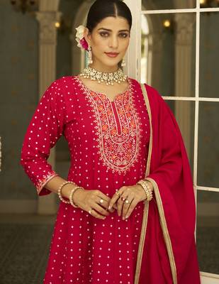 Pink women kurta pant dupatta set 3