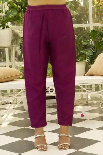 Purple women kurta pant dupatta set