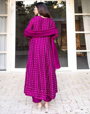 Purple women kurta pant dupatta set 2