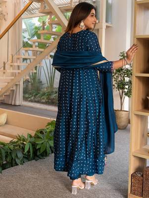 Blue women kurta pant dupatta set 2