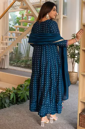 Blue women kurta pant dupatta set