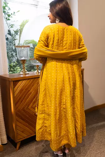 Yellow women kurta pant dupatta set