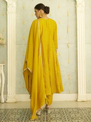 Yellow women kurta pant dupatta set 2