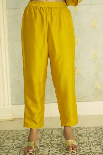 Yellow women kurta pant dupatta set