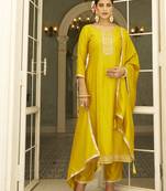 Yellow women kurta pant dupatta set