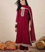 Maroon women kurta pant dupatta set