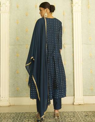 Blue women kurta pant dupatta set 2