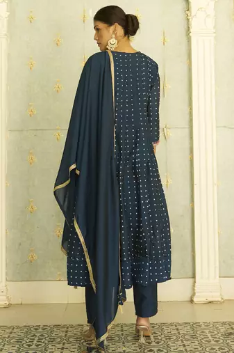 Blue women kurta pant dupatta set
